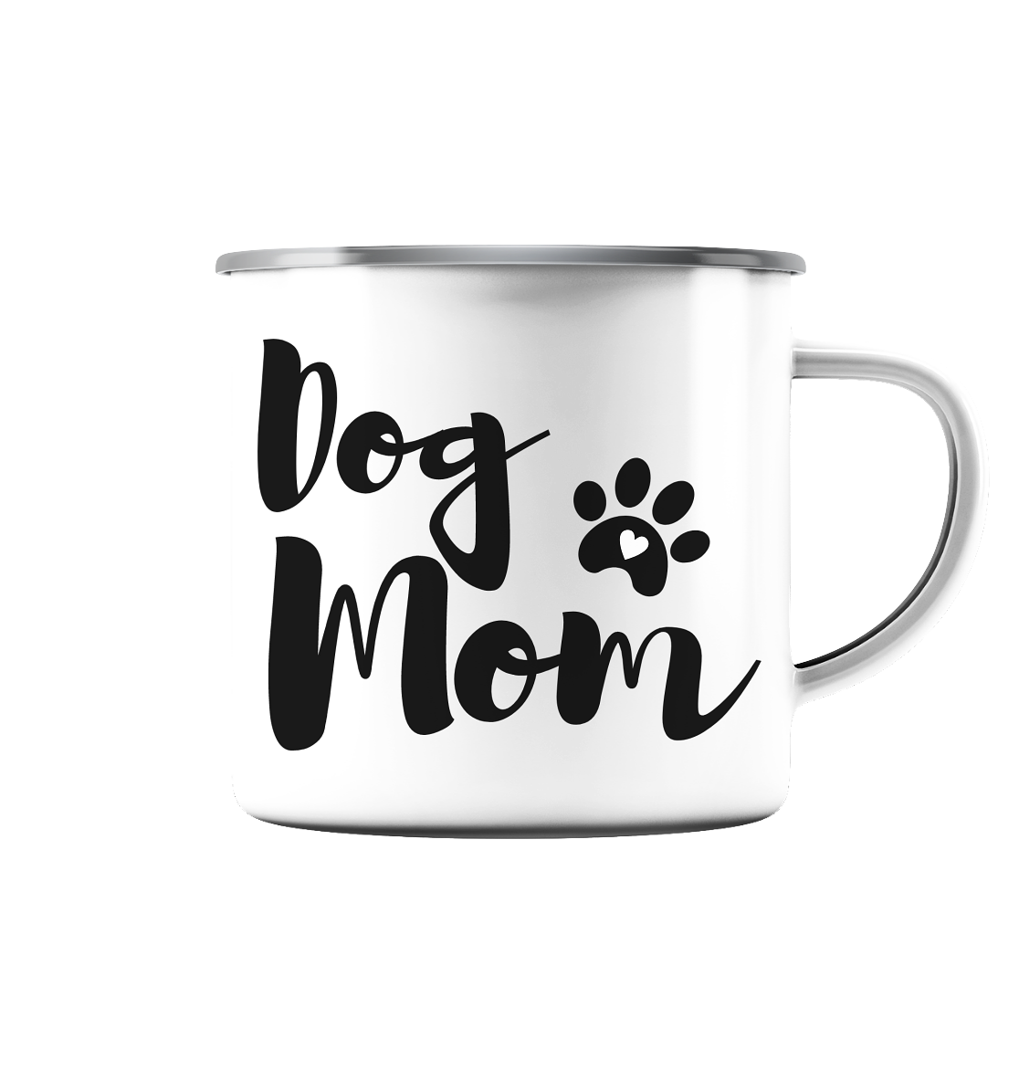 Dog Mom ♥ - Emaille Tasse (Silber)