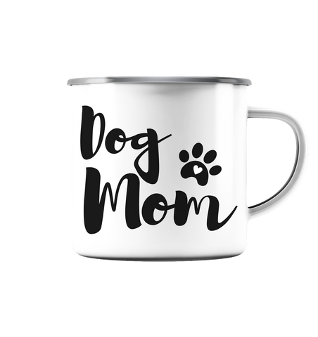 Dog Mom ♥ - Emaille Tasse (Silber)